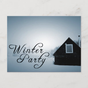 winter party : snowed in cabin invitation postcard