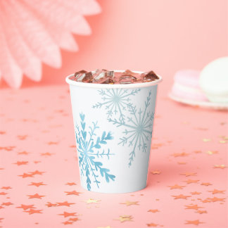 Winter Party Watercolor Snowflake Light Blue Paper Cups