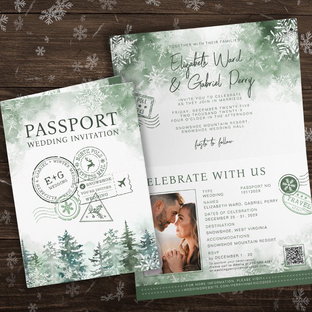 Winter Passport Destination Wedding  Invitation (Creator Uploaded)