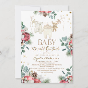 Winter Pastel Florals Outside Baby Shower  Invitation