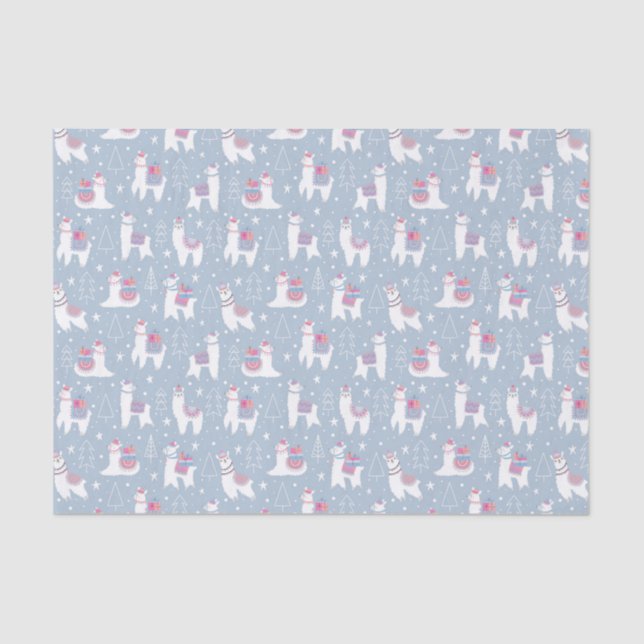 Winter Pastel Llama Pattern Tissue Paper (Front)