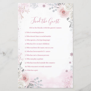 Winter Pastel Pink Snowflake Find The Guest Game