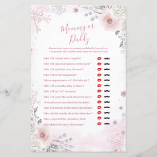 Winter Pastel Pink Snowflake Mommy or Daddy Game