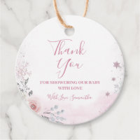 Winter Pastel Pink Snowflake Sleigh Baby Shower
