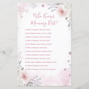 Winter Pastel Pink Snowflake Who Knows Mommy Best