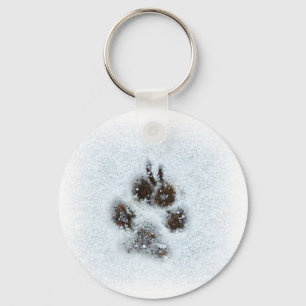Winter Paw Print Key Ring