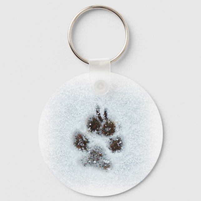 Winter Paw Print Key Ring (Front)