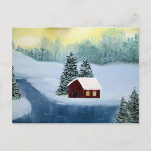 Winter Peace Frozen Ice Snow River Trees Landscape Postcard