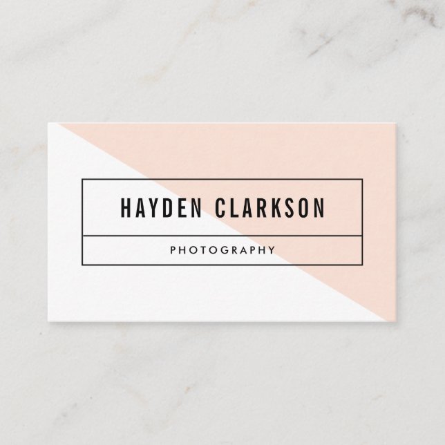 Winter Peach Colour Block Modern Business Card (Front)
