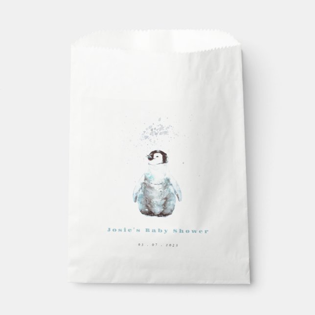 Winter Penguin Baby Shower Favour Bags (Front)
