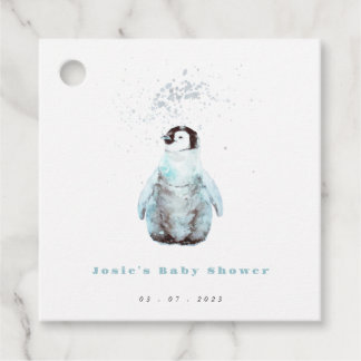 Winter Penguin Baby Shower Favour Tags