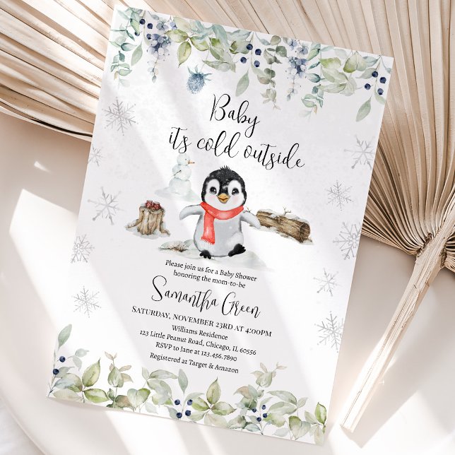Winter Penguin Baby Shower Invitation (Creator Uploaded)