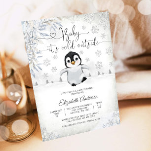 Winter Penguin Baby Shower Invitation