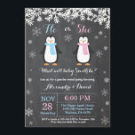 Winter Penguin Bear Gender Reveal Invitation<br><div class="desc">Winter Penguin Bear Gender Reveal Invitation. White Snowflake. He or She. Boy or Girl. Pink and Blue. Christmas Holiday Gingerbread Man. Chalkboard Background. Black and White. For further customisation,  please click the "Customise it" button and use our design tool to modify this template.</div>
