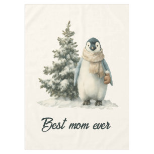Winter Penguin “Best Mum Ever” Design Tablecloth