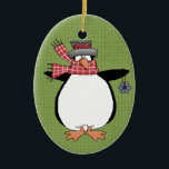 Winter Penguin Ceramic Christmas Ornament<br><div class="desc">Text can be added to this ornament to make a personalized holiday gift. If you need help, just click on the contact link below to send the designer a personal detailed message.</div>