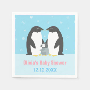 Winter Penguin Family Baby Shower Paper Napkins