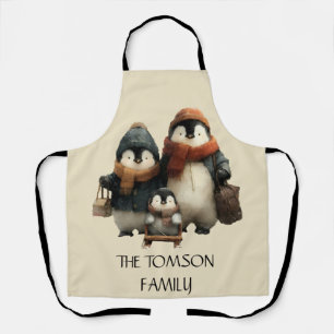Winter Penguin Family Personalized Design Apron