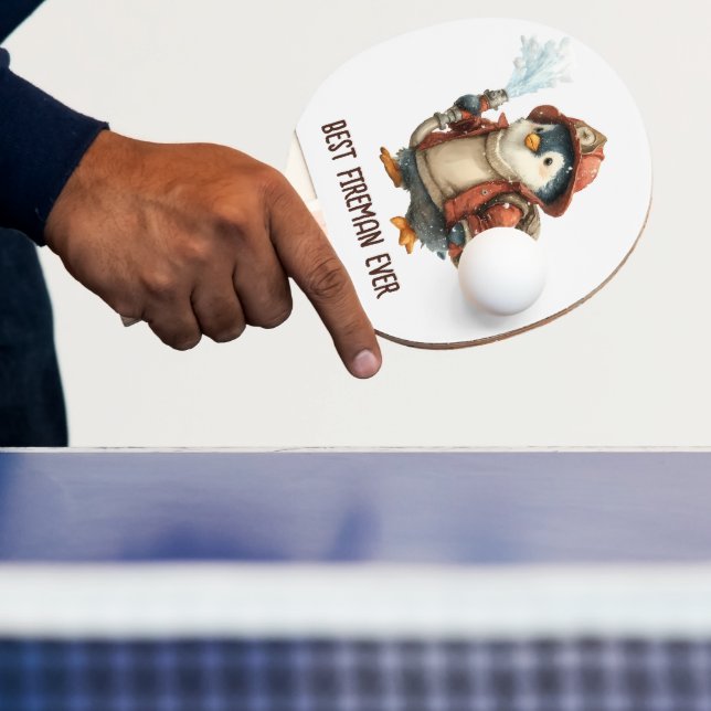Winter Penguin Firefighter Ping Pong Paddle (Insitu)