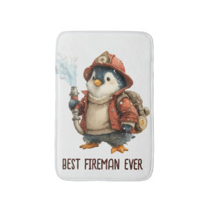 Winter Penguin Firefighter Ping Pong Paddle Bath Mat
