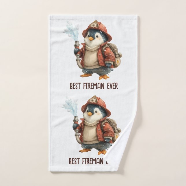 Winter Penguin Firefighter Ping Pong Paddle Bath Towel Set (Hand Towel)
