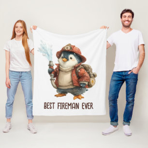 Winter Penguin Firefighter Ping Pong Paddle Fleece Blanket