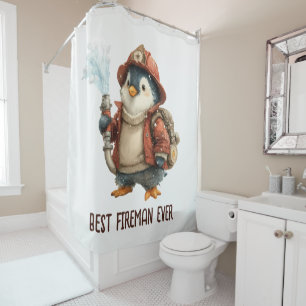 Winter Penguin Firefighter Ping Pong Paddle Shower Curtain