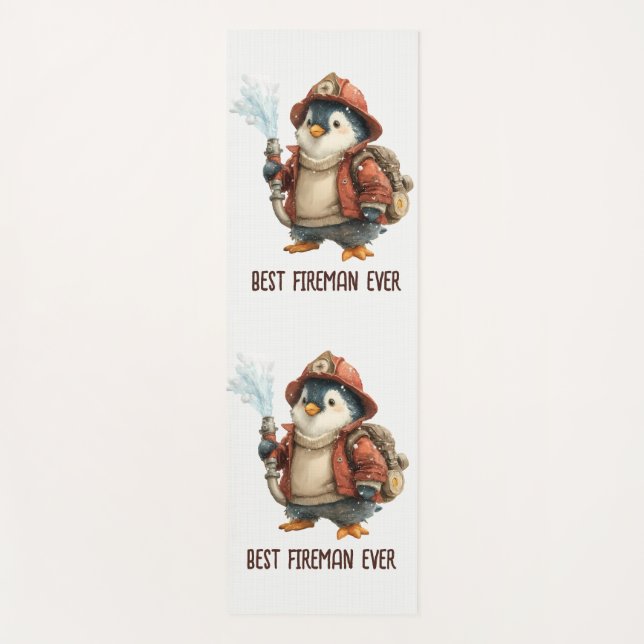 Winter Penguin Firefighter Ping Pong Paddle Yoga Mat (Front)