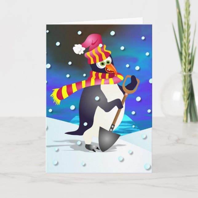 Winter Penguin Holiday Card (Front)