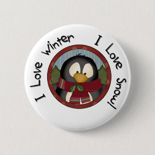 Winter Penguin Holiday Tshirts and Gifts 6 Cm Round Badge