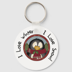 Winter Penguin Holiday Tshirts and Gifts Key Ring