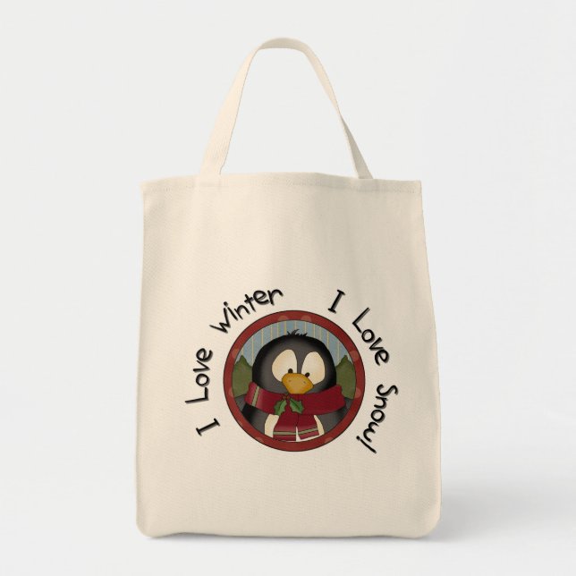 Winter Penguin Holiday Tshirts and Gifts Tote Bag (Front)