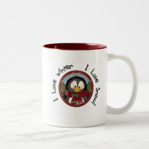 Winter Penguin Holiday Tshirts and Gifts Two-Tone Coffee Mug
