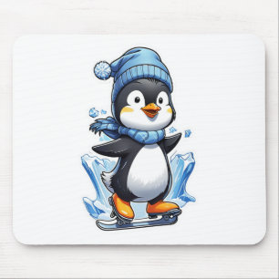 Winter Penguin Ice Staking Mouse Pad