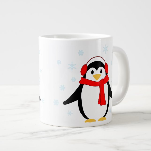 Winter Penguin Large Coffee Mug (Front Right)