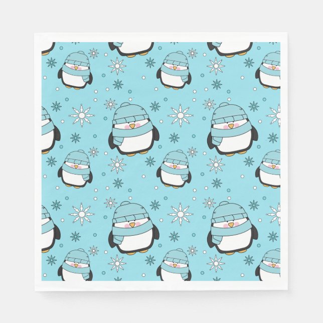 Winter Penguin Paper Napkins (Front)