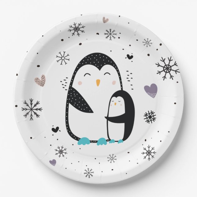 Winter Penguin Paper Plates (Front)