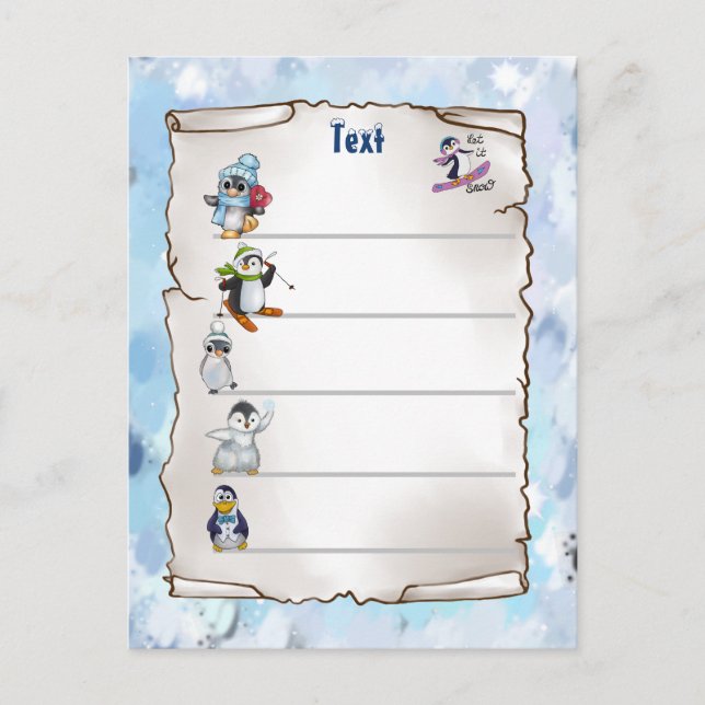 winter penguin postcard (Front)