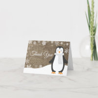 Winter Penguin Snowflake Burlap