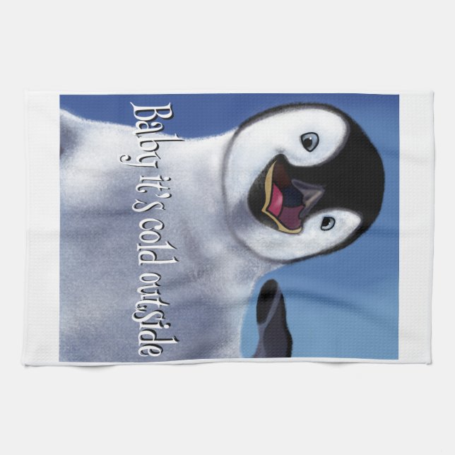 Winter Penguin Tea Towel (Horizontal)