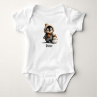 Winter Penguin with Snowman Design