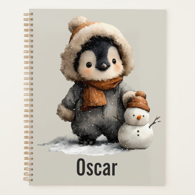 Winter Penguin with Snowman Design Planner (Front)