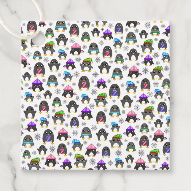 Winter Penguins Favour Tags (Front)