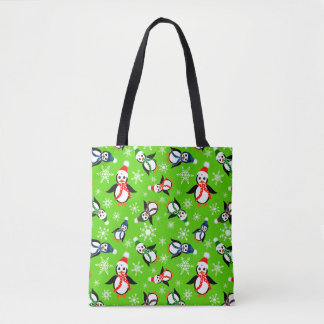 Winter Penguins in Hats Tote Bag