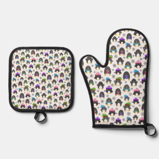 Winter Penguins Oven Mitt & Pot Holder Set