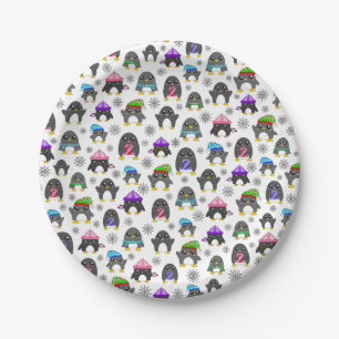 Winter Penguins Paper Plate