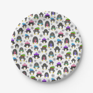 Winter Penguins Paper Plate