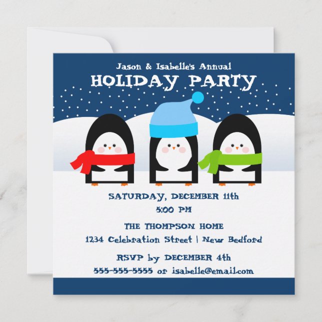 Winter Penguins Party Invitation (Front)