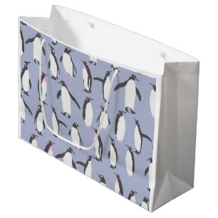 Winter Penguins seamless pattern + your ideas Large Gift Bag