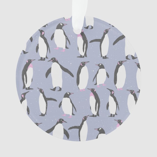 Winter Penguins seamless pattern + your ideas Ornament (Front)